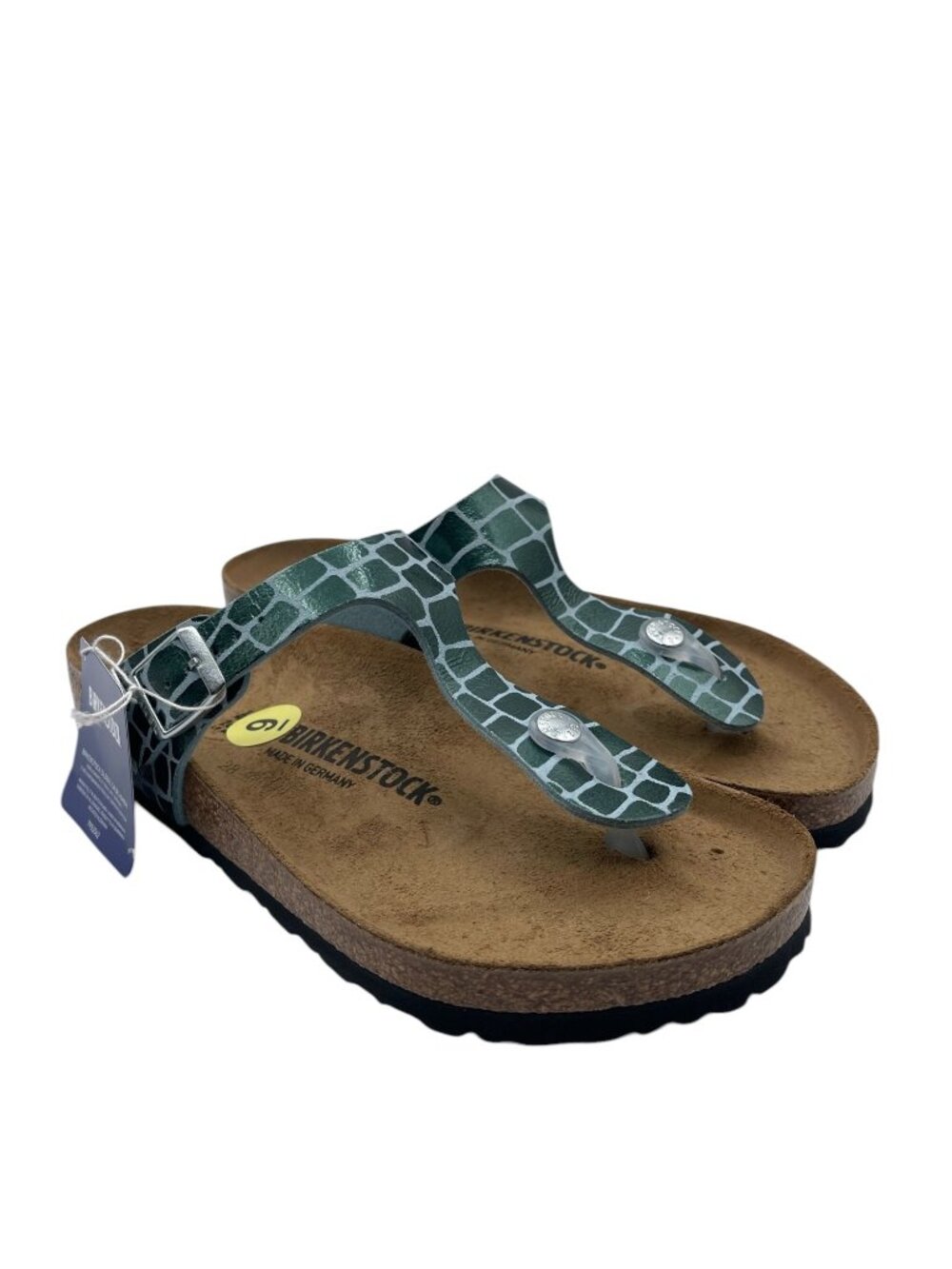Birkenstock Gizeh Thong Sandals Gator Gleam Pearl Light Mint Silver US W/9 - Picture 2 of 6